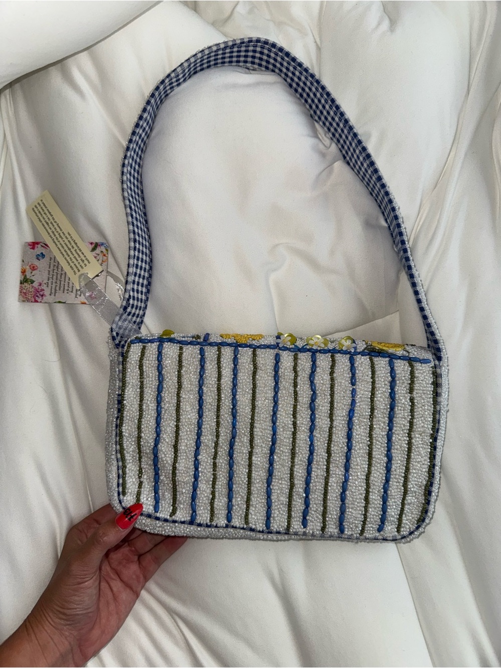 Lemon and Flower Beaded Shoulder Bag Handmade in India New with Tags - Picture 7 of 14